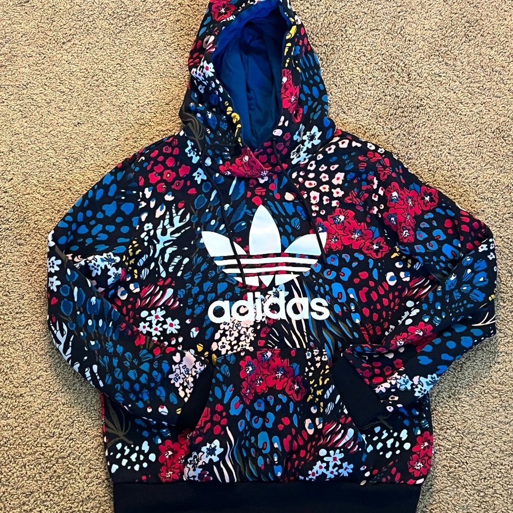 Adidas Trefoil Logo Floral Hoodie US Size M